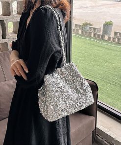クラッチバッグ パーティーバッグ スパンコールショルダーパーティークラッチバッグ レディース