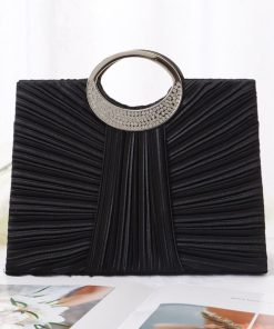 Lace Ladies クラッチバッグ パーティーバッグ ビジュー付き スクエア プリーツ ハンド バッグ レディース