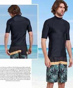 (Suwangi) ラッシュガード 半袖 水着 メンズ UVカット スイムウェア スポーツ シャツ スイム 水陸両