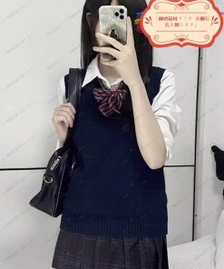 （safaristore）女子 無地 スクール ニットベスト 春 ベスト 制服ベスト Vネック ニット セーター 制服 女子高生 通学