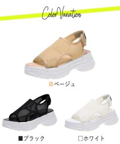 [1743円!クーポンで!]厚底 サンダル スポサン スポーツサンダル レディース メッシュ 涼しい ニット ビーチサンダル 夏  靴 軽量 春 秋^bo-891^